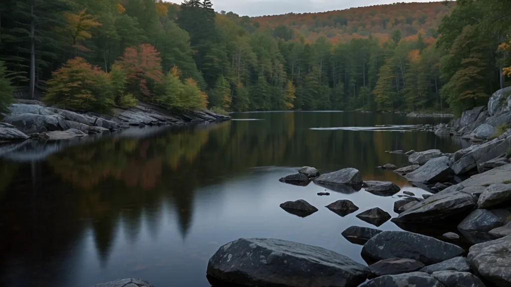 Puddingstone ledges around Terrace Pond on Bearfort Mountain