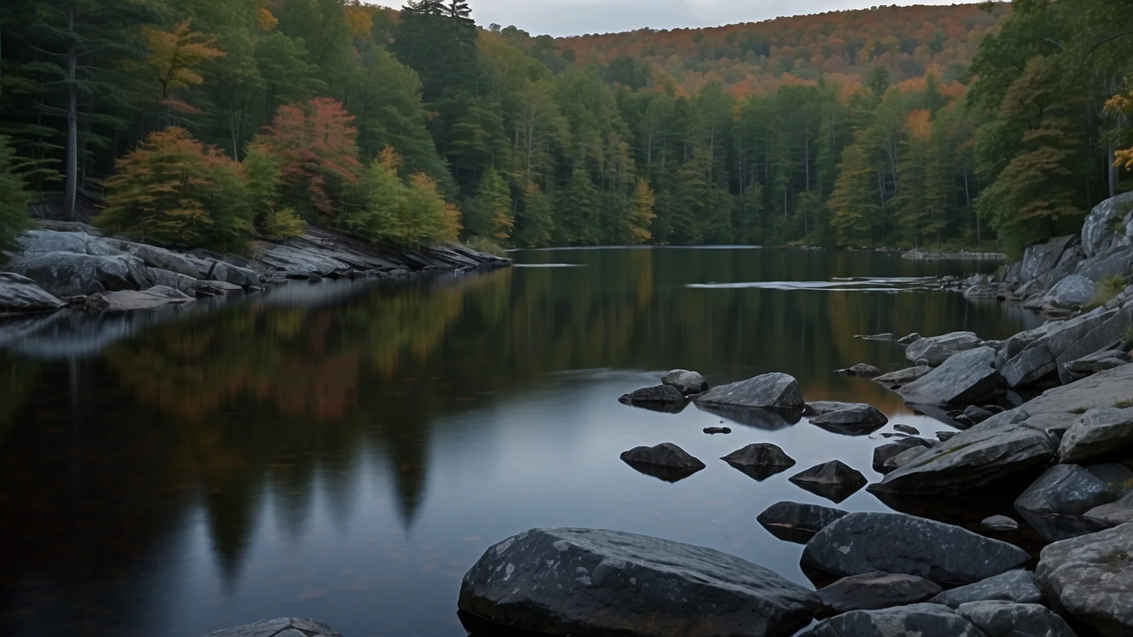 Puddingstone ledges around Terrace Pond on Bearfort Mountain
